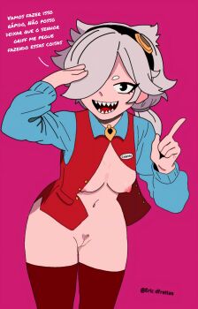 1girl absurdres brawl_stars breasts breasts_out colette_(brawl_stars) highres pussy solo tagme
