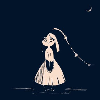 closed_mouth crescent darkness extra_mouth full_body gen_3_pokemon highres looking_at_viewer mawile moon nanami_marron nintendo pokemon pokemon_(creature) sharp_teeth smile solo standing teeth