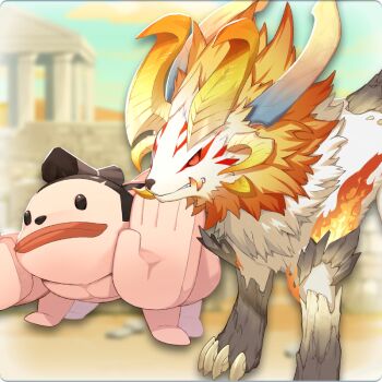 Rule 34 | arrowhead (monster farm), horns, line: monster farm, monster, monster farm, multiple horns, official art, sumo, sumopion (monster farm), tiger (monster farm), yashigami (monster farm)