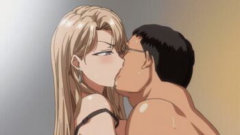 1boy 1girl 2022 20s age_difference animated animated_gif anime_screenshot aqua_eyes ass black_lingerie blonde_hair blue_eyes blush bra breasts bunnywalker censored cheating_(relationship) earrings fat fat_man french_kiss glasses grabbing_another's_ass groping hetero huge_breasts jewelry kiss kurashiki_reika large_breasts lingerie lipstick long_hair makeup mature_female mind_control narrowed_eyes older_female_and_younger_male panties penis rubbing saimin_seishidou sweatdrop t-rex_(animation_studio) tagme tanaka_hajime_(saimin_seishidou) ugly_bastard underwear v-shaped_eyebrows very_long_hair