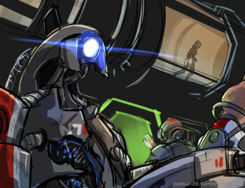 assault_rifle commander_shepard commander_shepard_(male) dakkun39 geth gun holding holding_weapon legion_(mass_effect) mass_effect_(series) mass_effect_2 rifle robot tali&#039;zorah tumblr tumblr_username weapon