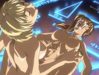 00s 2007 2futa american anal animated animated_gif ass bible_black bible_black_new_testament blonde_hair breasts brown_hair closed_eyes cum cum_on_body cum_on_breasts cum_on_upper_body earrings facial futa_with_futa futanari imari_kurumi jewelry jody_crowley large_breasts lipstick long_hair magic_circle makeup multiple_futa nipples nude sex shin_bible_black short_hair side_ponytail tagme