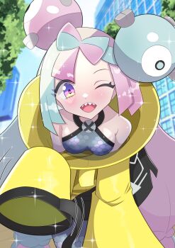 absurdres breasts highres iono_(pokemon) multicolored_hair nintendo octpus pokemon pokemon_sv small_breasts two-tone_hair