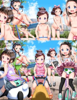 6+girls absurdres age_difference ass backpack bag before_and_after blush censored cherry_print cleft_of_venus collarbone completely_nude dot_nose double_v embarrassed exhibitionism fat_mons female_focus flat_chest food_print fruit_print girl_on_top hair_ornament higeepon highres huge_filesize loli long_hair looking_at_viewer looking_back mosaic_censoring multiple_girls multiple_views navel nude outdoors panties playground pov print_panties public_indecency public_nudity pussy randoseru riding shadow short_hair sitting skirt smile split_screen tagme thighhighs thighs third-party_edit underwear upskirt v x-ray_vision