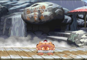 1boy 1girl animated animated_gif breasts commission crossover cum cum_in_pussy final_fantasy final_fantasy_vii large_breasts m.u.g.e.n missionary muscular non-web_source onsen outdoors partially_undressed ryu_(street_fighter) sex street_fighter street_fighter_iii_(series) tifa_lockhart video_game waitress