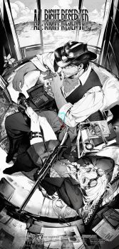 1boy 1girl animal_ear_fluff animal_ears animated animated_gif arms_behind_head asa_moi beard beard_stubble boots braid cigar cigar_box closed_mouth couch cowboy_hat eyelashes eyewear_on_head facial_hair fang greyscale gun hair_between_eyes hair_ornament hairpin hat highres holding holding_cigar indoors jacket lips looking_at_viewer lying monochrome muscular muscular_male newspaper non-repeating_animation open_mouth original pants paper plant pocket_watch red_theme shirt shoes short_hair shorts sidelocks sitting sleeves_rolled_up smoke smoking stubble table teeth thighs tongue tongue_out watch watermark weapon window