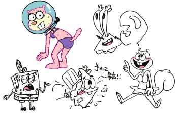 1girl 3boys ass ass_focus back bare_back bare_legs barefoot bikini blush bra buck_teeth claws coffee_pot colored_skin crab embarrassed eyelashes feet hat japanese_text legs looking_back looking_up lying minoru_(nezumiisya) mr._krabs multiple_boys necktie nervous nickelodeon on_back panties paramount_pictures partially_colored patrick_star pink_skin purple_bra purple_panties purple_skirt sandy_cheeks shell shirt shoes simple_background skirt smile socks soles sponge spongebob_squarepants spongebob_squarepants_(series) squirrel starfish surprised swimsuit tail teeth tomboy tongue tongue_out translation_request trash underwear upper_teeth_only white_background