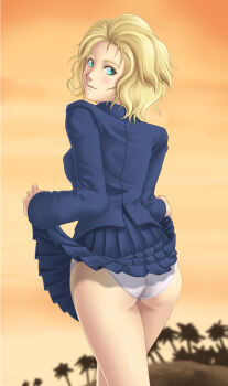 1girl blonde_hair deep_rising female_focus flashing flashing_panties metal_gear_(series) metal_gear_solid panties paz_ortega_andrade short_blonde_hair short_hair thor_(deep_rising) underwear