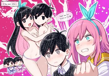 +_+ 2boys 2girls :d ^_^ anger_vein antenna_hair aqua_eyes aqua_hairband aubrey_(faraway)_(omori) aubrey_(headspace)_(omori) aubrey_(omori) baby black_eyes black_hair black_sweater_vest blush bow_hairband bright_pupils buttons clenched_hand clenched_teeth closed_eyes closed_mouth collarbone collared_shirt colored_inner_hair commentary_request covering_another&#039;s_breasts double-parted_bangs dual_persona empty_eyes english_text expressionless fingernails flying_sweatdrops grey_eyes hair_behind_ear hair_between_eyes hairband hatching_(texture) jacket jitome long_hair looking_at_another multicolored_hair multiple_boys multiple_girls no_pupils nose_blush official_alternate_eye_color omori omori_(omori) open_mouth outline pacifier panties pink_background pink_hair pink_panties portrait sailor_collar shirt short_hair sidelocks simple_background smile speech_bubble straight_hair sunny_(omori) sweatdrop sweater_vest teeth thigh_gap tongue topless_female two-tone_hair underwear v-shaped_eyebrows very_long_hair very_short_hair white_jacket white_outline white_pupils white_shirt wide-eyed yellow_sailor_collar yutsu