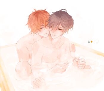 Rule 34 | 004s 4, 2boys, alternate hairstyle, bath, bathing, bathing together, genshin impact, head on another's shoulder, image sample, long hair, multiple boys, pixiv, pixiv sample, tartaglia (genshin impact), updo, yaoi, zhongli (genshin impact)