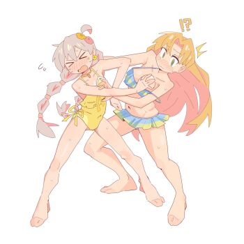 Rule 34 | 2girls, grabbing another's breast, groping, highres, huge7531, multiple girls, onii-chan wa oshimai!, oyama mahiro, ruri no houseki, swimsuit, tanigawa ruri, white background