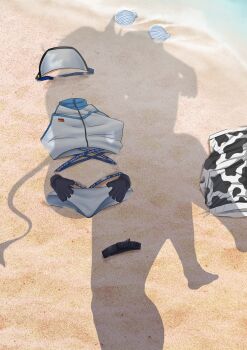 1boy 1girl animal_ears animal_print arknights baseball_cap beach bikini breasts commentary commission cow_print cow_tail day doctor_(arknights) dressed_shadow_(meme) english_commentary feet_out_of_frame gloves hat highres implied_kiss implied_nudity implied_sex invisible lion_girl lion_tail male_doctor_(arknights) male_swimwear meme outdoors sand shadow shadyoaks_(lucknuts) short_hair sideroca_(arknights) sideroca_(light_breeze)_(arknights) solo striped_bikini striped_clothes suspended_congress swimsuit tail thigh_strap virtual_youtuber white_bikini