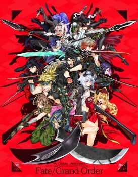 4boys 6+girls absurdres ahoge android animal_ears anne_bonny_(fate) anne_bonny_(swimsuit_archer)_(third_ascension)_(fate) arm_guards armor assassin_(fate/zero) asymmetrical_dual_wielding axe bandaged_arm bandages bare_pectorals bare_shoulders black_armor black_bodysuit black_eyes black_gloves black_hair black_jacket blonde_hair blue_eyes bodysuit breasts brown_eyes brown_hair bun_cover caenis_(fate) cape chaldea_logo chest_harness chinese_clothes cleavage clothing_cutout collar colored_skin command_spell cutlass dark-skinned_female dark_skin double_bun dual_wielding earrings everyone fate/grand_order fate_(series) female_assassin_(fate/zero) fingerless_gloves fujimaru_ritsuka_(male) fujimaru_ritsuka_(male)_(polar_chaldea_uniform) glasses gloves golden_eater gradient_hair gram_(fate) green_eyes green_pants green_ribbon green_scarf grey_hair gun hair_bun hair_intakes hairband hakama hakama_pants harness hat headband high_ponytail highres hip_vent holding holding_weapon igote ishtar_(fate) jacket japanese_armor japanese_clothes jewelry joints katana katou_danzou_(fate) kishimen_hair large_breasts long_hair mary_read_(fate) mary_read_(swimsuit_archer)_(third_ascension)_(fate) mask mechanical_arms medium_breasts metal_collar missile multicolored_hair multiple_boys multiple_girls muscular muscular_male musket obi official_alternate_costume onikiri_yasutsuna_(fate) open_mouth over_shoulder pants parted_bangs pectorals pirate pirate_hat playboy_bunny polearm ponytail purple_cape purple_eyes purple_hair qin_liangyu_(fate) rabbit_ears red_eyes red_hair red_scarf ribbon robot_joints sakata_kintoki_(fate) sakata_kintoki_(heian_warrior_attire)_(fate) sash scar scar_on_arm scar_on_face scar_on_nose scarf shin_(ultramarine430) short_hair shoulder_spikes sideboob sideless_outfit sigurd_(fate) single_bare_shoulder skull_and_crossbones skull_collar skull_mask small_breasts smile space_ishtar_(fate) space_ishtar_(first_ascension)_(fate) spear spiked_hair spikes sugitani_zenjubou_(fate) sugitani_zenjubou_(third_ascension)_(fate) sword two-tone_hair two_side_up ushi_gozen_(avenger)_(fate) ushi_gozen_(fate) very_dark_skin very_long_hair watanabe_no_tsuna_(fate) weapon weapon_over_shoulder white_bodysuit white_cape white_hair wrist_wrap yellow_eyes