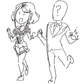 anonymous_(4chan) davewaterfalls formal_clothes holding_hands necktie pyra_(xenoblade) sketch suit xenoblade_chronicles_(series) xenoblade_chronicles_2