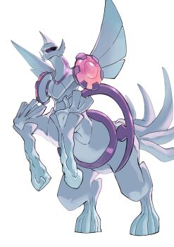 absurdres alternate_form black_sclera centauroid colored_sclera full_body gen_4_pokemon highres legendary_pokemon nintendo no_humans palkia palkia_(origin) pokemon pokemon_(creature) pokemon_focus rearing red_eyes simple_background solo tail taur w0ch1en white_background
