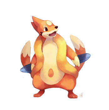 black_eyes commentary creature english_commentary floatzel full_body gen_4_pokemon highres nintendo no_humans pokemon pokemon_(creature) salanchu signature simple_background solo standing white_background