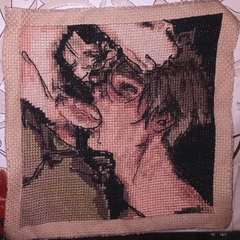 2boys abp0rns after_fellatio after_ejaculation after_fellatio asphyxiation bare_shoulders blue_eyes blush breathplay brown_hair brown_pants bullying close-up cum cum_drool cum_in_mouth drooling embarrassed embroidery erection eye_contact fellatio fellatio_hold forced forced_drinking gokkun green_shirt half-closed_eyes highres humiliation irrumatio kneeling leon_s._kennedy looking_at_another looking_up male_focus male_penetrated medium_penis military military_program military_uniform mouth_drool multiple_boys oral pants pants_pull penis pinching_another's_nose rape resident_evil saliva shirt short_hair simple_background slender swallowing tank_top tearing_up tears topless_male uncensored upper_body white_tank_top yaoi