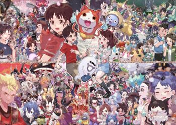 6+boys 6+girls amano_keita annotation_request armor beanie beard black_hair blonde_hair blue_eyes blue_hair blue_skin blush bouquet braid breasts brown_eyes brown_hair card character_request check_character cleavage closed_eyes colored_sclera colored_skin commentary_request copyright_name enraenra_(youkai_watch) everyone eyepatch facial_hair fire fish flame-tipped_tail flower food fubukihime fuumin_(youkai_watch) fuyunyan glasses green_eyes green_hair hair_ornament hair_over_one_eye hairclip hat headphones holding holding_bouquet holding_sword holding_weapon honoboono horns ikemenken imada_kanchi japanese_armor japanese_clothes jewelry jibanyan jimii jorougumo_(youkai_watch) keizou kimono kodama_fumika koenra komajirou komasan kumashima_gorouta kyuubi_(youkai_watch) misora_inaho multiple_boys multiple_girls mustache necklace obi one-eyed one_eye_closed open_mouth orange_eyes orochi_(youkai_watch) playing_card ponytail purple_eyes purple_hair purple_skin red_eyes red_flower red_hair robonyan rokurokubi rokurokubi_(youkai_watch) sash scar scar_on_face scar_on_forehead skirt smile sword tail takizawa_(111088) tongue tongue_out ungaikyou_(youkai_watch) usapyon watch weapon whisper_(youkai_watch) white_hair white_skin yellow_eyes yellow_sclera youkai_(youkai_watch) youkai_watch youkai_watch_(object) youkai_watch_2 youkai_watch_4