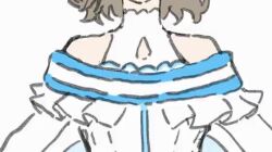 1girl ;d animated bare_shoulders blue_eyes earrings go6jovoahdc8h7k grey_hair heart jewelry koi_ni_naritai_aquarium looking_at_viewer love_live! love_live!_sunshine!! one_eye_closed open_mouth salute simple_background smile solo tiara video watanabe_you wavy_hair white_background wink