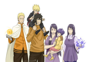 3boys 3girls alternate_universe black_hair family hyuuga_hinata lowres multiple_boys multiple_girls multiple_personalities naruto:_road_to_ninja naruto_(classic) naruto_(series) naruto_shippuuden smile uzumaki_boruto uzumaki_himawari uzumaki_menma uzumaki_naruto