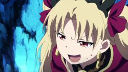 3girls @_@ anger_vein angry animated arms_under_breasts ass bare_shoulders bikini black_dress black_hair blonde_hair blowing_kiss blush bouncing_breasts breasts cape chalice cleavage clenched_teeth closed_eyes constricted_pupils crazy_eyes crown crying cup dress dumuzid_(fate) earrings embarrassed ereshkigal_(fate) fate/grand_carnival fate/grand_order fate_(series) from_behind hairband heart highres hug japanese_text jewelry large_breasts leonardo_da_vinci_(fate) long_hair long_sleeves looking_at_viewer multicolored_bikini multiple_girls navel open_mouth osakabehime_(fate) osakabehime_(swimsuit_archer)_(fate) purple_bikini purple_scarf recording red_cape red_eyes scarf screaming shaded_face sheep sitting small_breasts sound standing stomach sweat swimsuit table tears teeth thighs transformation underboob video