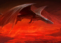 Rule 34 | dragon, fantasy, flying, from side, lava, manzanedo, original, scales, solo, western dragon, wings