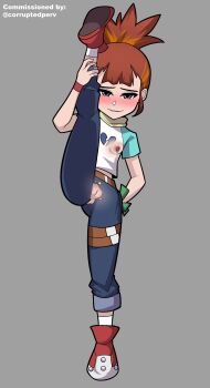 blue_butterfly bug butterfly denim digimon digimon_tamers insect jeans loli makino_ruki pants pussy pussy_showing rika_nonaka torn_clothes torn_jeans torn_pants