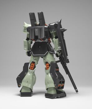 3d back beam_cannon cable commentary_request gassan_(7nan8ku) gradient_background gundam highres hizack hizack_custom jetpack machinery mecha mecha_focus mobile_suit no_humans robot science_fiction shadow shield shoulder_spikes spikes thrusters titans_(gundam) vernier_thrusters zeta_gundam