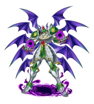 1boy armor aura black_wings blackseraphimon confeito000_333 demon demon_wings digimon digimon_(creature) energy_ball full_body green_helmet head_wings helmet highres male_focus mohawk multiple_wings solo wings