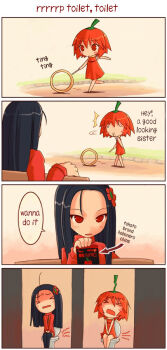 &gt;_&lt; 4koma chili_pepper comic closed_eyes habanero_pepper habanero-neesan habanero-tan hard-translated parody propositioning shigatake third-party_edit toilet translated yaranaika