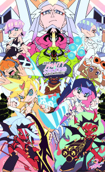 5boys 5girls absurdres anime_coloring blonde_hair blue_eyes brief_(psg) chuck_(psg) colored_inner_hair copyright_name english_text fastener_(psg) green_eyes green_hair grey_hair gunsmith_bitch_(psg) highres kneesocks_(psg) mave_001 multicolored_hair multiple_boys multiple_girls orange_hair panty_&amp;_stocking_with_garterbelt panty_(psg) pink_hair polyester_(psg) polyurethane_(psg) purple_hair ramie_(psg) red_eyes scanty_(psg) stocking_(psg) title