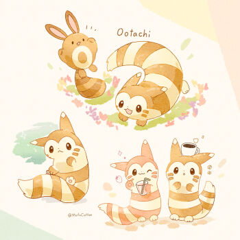 Rule 34 | :<, :3, :d, ;3, absurdres, brown eyes, character request, closed mouth, coffee, coffee mug, commentary request, cup, drinking glass, drinking straw, furret, gen 2 pokemon, highres, holding, holding cup, mofucoffee, mug, nintendo, no humans, one eye closed, open mouth, pokemon, pokemon (creature), pokemon focus, smile, twitter username