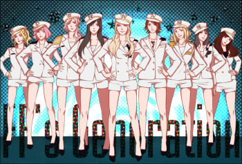 6+girls annotated black_hair blonde_hair brown_hair cosplay female_focus final_fantasy final_fantasy_iv final_fantasy_ix final_fantasy_v final_fantasy_vi final_fantasy_vii final_fantasy_viii final_fantasy_x final_fantasy_xii final_fantasy_xiii garnet_til_alexandros_xvii girls'_generation hands_on_own_hips hat high_heels in-franchise_crossover jacket jewelry k-pop lenna_charlotte_tycoon lightning_farron lineup long_hair military military_uniform multiple_girls necklace parody peaked_cap penelo pink_hair ponytail rinoa_heartilly rosa_farrell shoes short_hair shorts smile square_enix tifa_lockhart tina_branford white_shorts xxxohyeah yuna yuna_(ff10)