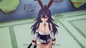 2girls 3d animal_ears animated attack breasts cleavage crossed_swords eden's_zero fake_animal_ears highres holding holding_sword holding_weapon homura_kogetsu large_breasts long_hair multiple_girls rabbit_ears sword tagme valkyrie_yuna video weapon