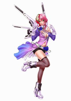 1girl alisa_boskonovich aqua_eyes boots flower gloves hair_flower hair_ornament high_heel_boots high_heels jetpack namco pink_hair tekken tekken_tag_tournament_2 yamashita_shun'ya