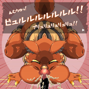 1girl ass black_boots boots breasts cum fox furry furry_female furry_male grimms_notes kung_fu_villain_(grimms_notes) large_breasts looking_at_viewer oral penis solo_focus sweater tail translation_request user_ugmd8275 yellow_sweater