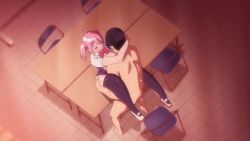 1boy 1girl animated anime_screenshot anus arm_around_neck ass bikini bikini_bottom_aside blush bouncing_breasts bow bowtie breasts cellphone censored clothing_aside cum cum_in_pussy ejaculation erection fuuzoku_katsudou gloves grabbing_another&#039;s_ass green_eyes groping hair_ornament hairclip hand_on_another&#039;s_head highres huge_ass large_breasts missionary mosaic_censoring nipples nude on_table one-piece_swimsuit panties penis phone pink_hair pink_panties pussy sakurai_hana_(amano_don) school school_uniform sex sexting shirt short_twintails sitting smartphone sound standing subtitled sweat swimsuit swimsuit_under_clothes table tagme thighhighs twintails underwear vaginal video