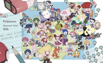 6+boys 6+girls aaron_(pokemon) abomasnow absurdres arcanine barry_(pokemon) bastiodon berry_(pokemon) bertha_(pokemon) bronzong buck_(pokemon) byron_(pokemon) candice_(pokemon) chansey cheryl_(pokemon) chimchar claydol commentary_request copyright_name crasher_wake cynthia_(pokemon) cyrus_(pokemon) dawn_(pokemon) drapion everyone fantina_(pokemon) flint_(pokemon) floatzel gardenia_(pokemon) gen_1_pokemon gen_3_pokemon gen_4_pokemon highres hippowdon hippowdon_(female) infernape jupiter_(pokemon) kadabra lucario lucas_(pokemon) lucian_(pokemon) luxray magikarp marley_(pokemon) mars_(pokemon) maylene_(pokemon) mimura_(nnnnnnnnmoo) mira_(pokemon) mismagius multiple_boys multiple_girls nintendo palmer_(pokemon) pencil piplup poke_ball pokemon pokemon_(creature) pokemon_dppt poketch psyduck purugly rampardos riley_(pokemon) roark_(pokemon) roserade professor_rowan saturn_(pokemon) skuntank team_galactic_grunt toxicroak turtwig volkner_(pokemon) watch wristwatch