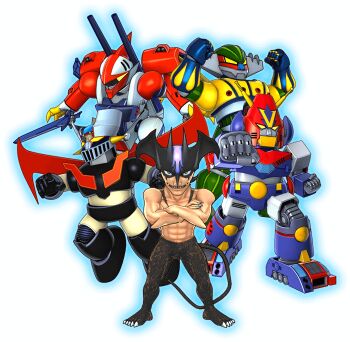 1boy 3d abs billbine choudenji_robo_combattler_v clenched_hand clenched_hands combattler_v_(robot) crossed_arms crossover demon_tail devilman devilman_(character) holding holding_sword holding_weapon koutetsu_jeeg koutetsu_jeeg_(mecha) looking_at_viewer mazinger_(series) mazinger_z mazinger_z_(mecha) mecha multiple_crossover official_art open_hand robot seisenshi_dunbine sharp_teeth smile super_robot super_robot_wars super_robot_wars_dd sword tail teeth topless_male transparent_background weapon yellow_eyes