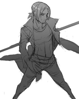 bantrain coat facial_hair gambit male_focus marvel sketch staff stubble tagme togatsuko trench_coat x-men