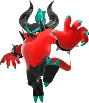 1boy 3d absurdres aqua_hair black_horns black_skin bracelet claws colored_sclera colored_skin demon_boy forked_eyebrows full_body grey_horns highres horns jewelry jumping leg_up lizard_tail looking_at_viewer male_focus mario_&amp;_sonic_(series) mario_&amp;_sonic_at_the_rio_2016_olympic_games multicolored_skin official_art purple_eyes reaching reaching_towards_viewer red_skin short_hair shoulder_spikes simple_background solo sonic_(series) spiked_bracelet spikes striped_horns tail thick_eyebrows third-party_source topknot transparent_background two-tone_skin v-shaped_eyebrows yellow_sclera zavok_(sonic)