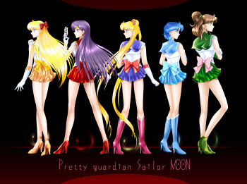 1girl 5girls absurdres aino_minako back_bow bishoujo_senshi_sailor_moon bishoujo_senshi_sailor_moon_crystal black_hair blonde_hair blue_choker blue_eyes blue_hair blue_sailor_collar blue_skirt boots bow brown_hair choker circlet double_bun earrings elbow_gloves gloves green_boots green_choker green_eyes green_sailor_collar green_skirt hair_bobbles hair_bun hair_ornament high_heel_boots high_heels highres holding holding_ofuda inner_senshi jewelry long_hair magical_girl multiple_girls ofuda orange_choker orange_sailor_collar orange_skirt pink_bow ponytail purple_eyes red_bow red_choker red_sailor_collar red_skirt sailor_collar sailor_jupiter sailor_mars sailor_mercury sailor_moon sailor_senshi sailor_senshi_uniform sailor_venus sefilom short_hair skirt smile twintails white_gloves