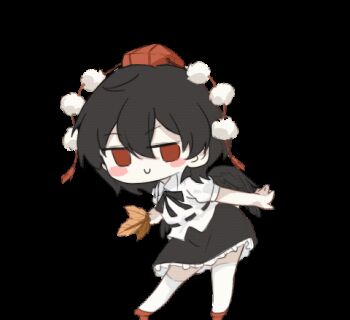 1girl animated animated_gif black_hair black_ribbon black_skirt black_wings blush_stickers chibi closed_mouth collared_shirt commentary_request dancing feathered_wings full_body hat holding holding_leaf jitome leaf leaf_fan legs_apart looking_at_viewer looping_animation lowres neck_ribbon puffy_short_sleeves puffy_sleeves qiukui022 red_eyes red_hat ribbon see-through_clothes shameimaru_aya shirt shoes short_hair short_sleeves skirt smile solo thighhighs tokin_hat touhou white_shirt white_shoes white_thighhighs wings