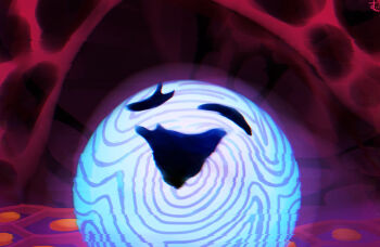 commentary_request crossover highres kirby_star_allies kirby_(series) nintendo no_humans open_mouth smile solo suyasuyabi uboa void_soul void_termina yume_nikki