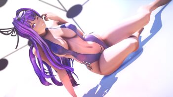 1girl 3d absurdres arc_system_works blazblue blazblue_variable_heart female_focus highres kajun_faycott purple_hair solo swimsuit tagme