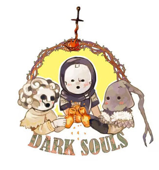 Rule 34 | 3others, ambiguous gender, ashen one (dark souls), bearer of the curse, black gloves, black hood, black scarf, bonfire (dark souls), capelet, chosen undead, commentary, copyright name, dark souls (series), dark souls i, dark souls ii, dark souls iii, estus flask, fire, gloves, grey hood, kanon (rsl), mask, masked, multiple others, open mouth, other focus, scarf, simple background, sword, thorns, upper body, weapon, white background, white capelet, white gloves