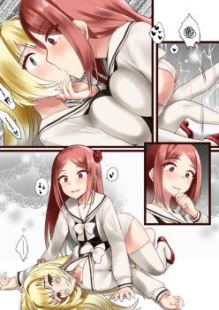 Rule 34 | 2girls, ada vessalius, commission, highres, kiss, minase (takaoka nanase), multiple girls, pandora hearts, pixiv commission, serasuku, swimsuit, swimsuit under clothes, tagme, yuri