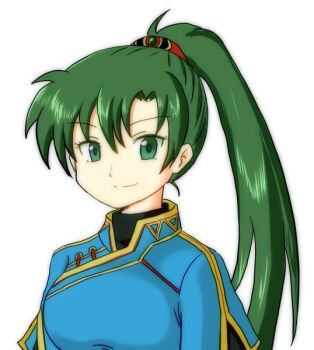 Rule 34 | 1girl, blue dress, commentary request, doku yamadori, dress, fire emblem, fire emblem: the blazing blade, green eyes, green hair, high ponytail, long hair, looking at viewer, lyn (fire emblem), nintendo, ponytail, solo