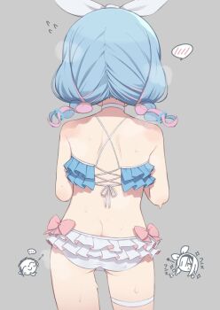 ... 1boy 2girls arona_(blue_archive) ass bare_shoulders bikini blue_archive blue_bikini blue_hair bow bow_bikini braid butt_crack choker criss-cross_back-straps doodle_sensei_(blue_archive) flying_sweatdrops frilled_bikini frills from_behind gamuo grey_background hair_bow hair_ribbon layered_bikini loli long_hair multicolored_bikini multicolored_hair multiple_girls pink_bow pink_hair plana_(blue_archive) ribbon sensei_(blue_archive) simple_background spoken_blush spoken_ellipsis standing sweat swimsuit thigh_strap thighs twin_braids two-tone_bikini two-tone_hair white_bikini white_choker white_ribbon