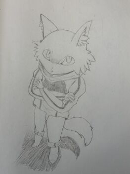 1girl absurdres closed_mouth crossed_arms fox_girl from_above full_body furry furry_female grimms_notes highres kung_fu_villain_(grimms_notes) solo standing user_hwkm5248 yellow_eyes